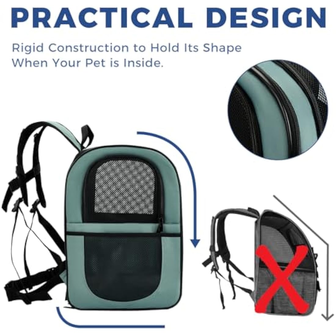 APOLLO WALKER Pet Carrier Backpack for Small Cats and Dogs, Puppies, Two-Sided Entry, Safety Features and Cushion Back Support for Travel, Hiking, Outdoor Use (Blue)