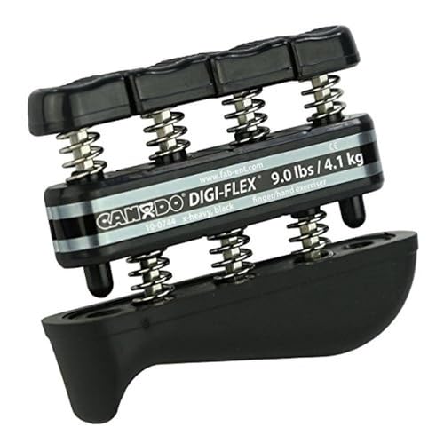 Cando 10-0745Hand exerciser SET - finger grip strengthener Digi-Flex®, SET of 5 pieces (1 per level of difficulty - very easy to very difficult),Yellow thru Black - 5 pc Set