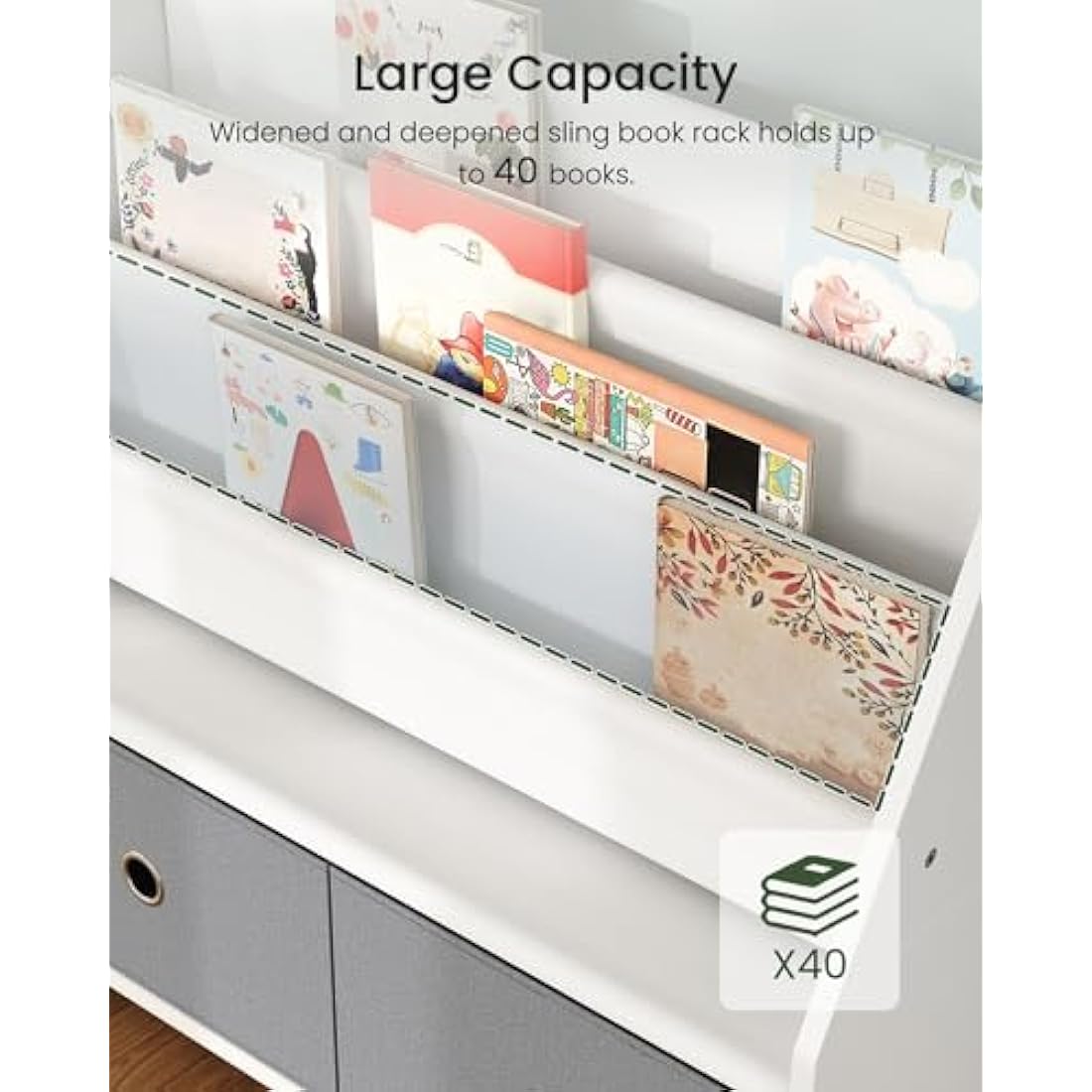 CHOEZON Kids Bookshelf, 4 Tier Children's Bookcase, Large Capacity Kids Book Rack and Toy Storage, for Kids Room, Nursery, Playroom, White and Gray DMCW06WT