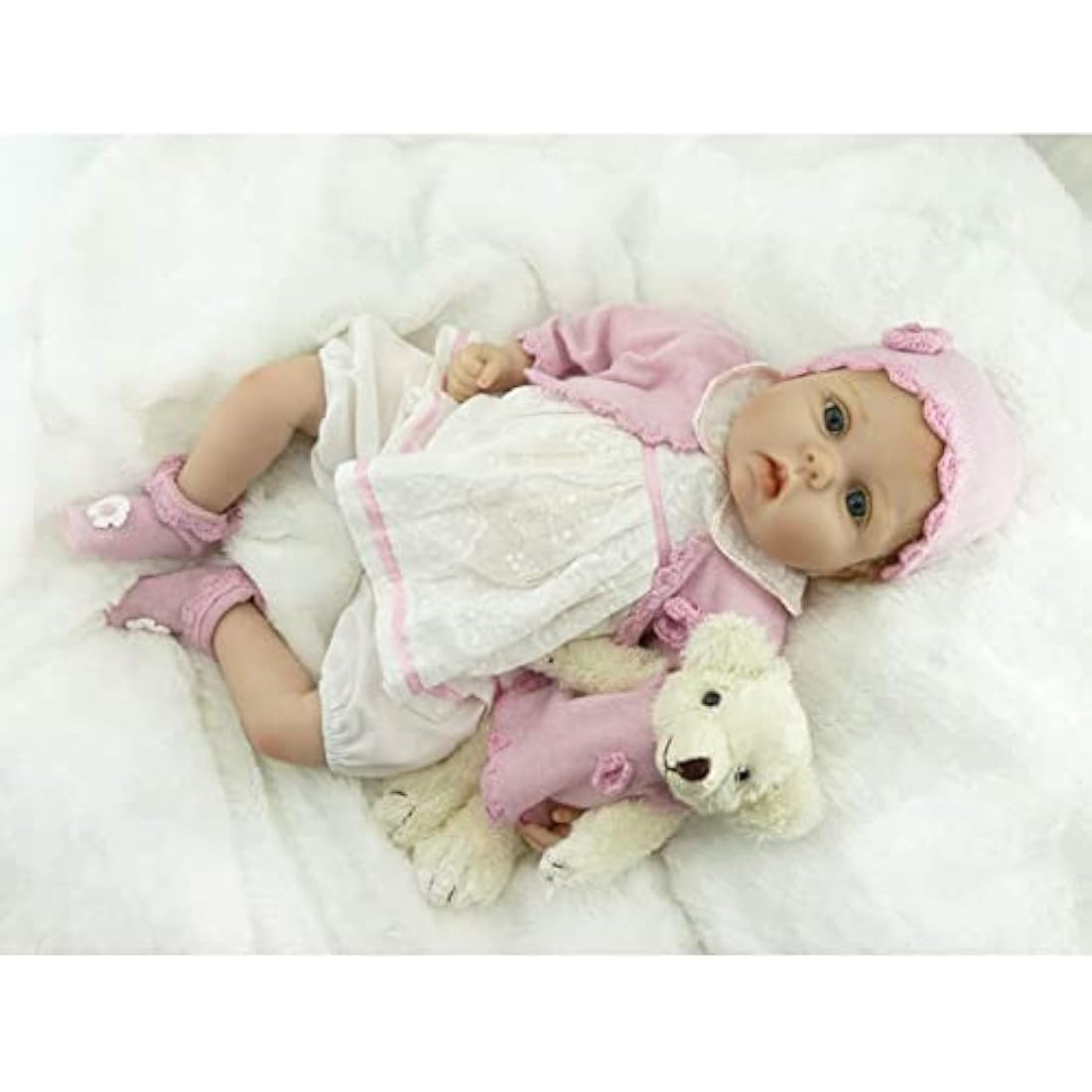 ZIYIUI Reborn Dolls 22 Inches 55 cm That Looks Real Reborn Baby Doll Lifelike Silicone Vinyl Newborn Soft Doll Blue eyes Toddlers Toys for age 3+