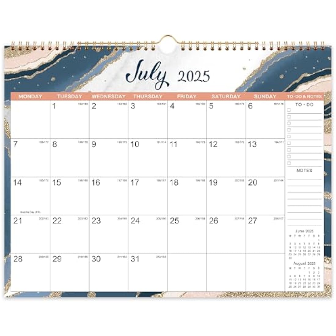 Calendar 2025-2026 - Wall Calendar 2025-2026, 18 months Calendar, Mar. 2025 - Aug. 2026, Six Different Patterns, Twin-Wire Binding, Hanging Hook, 37.6 x 29 cm