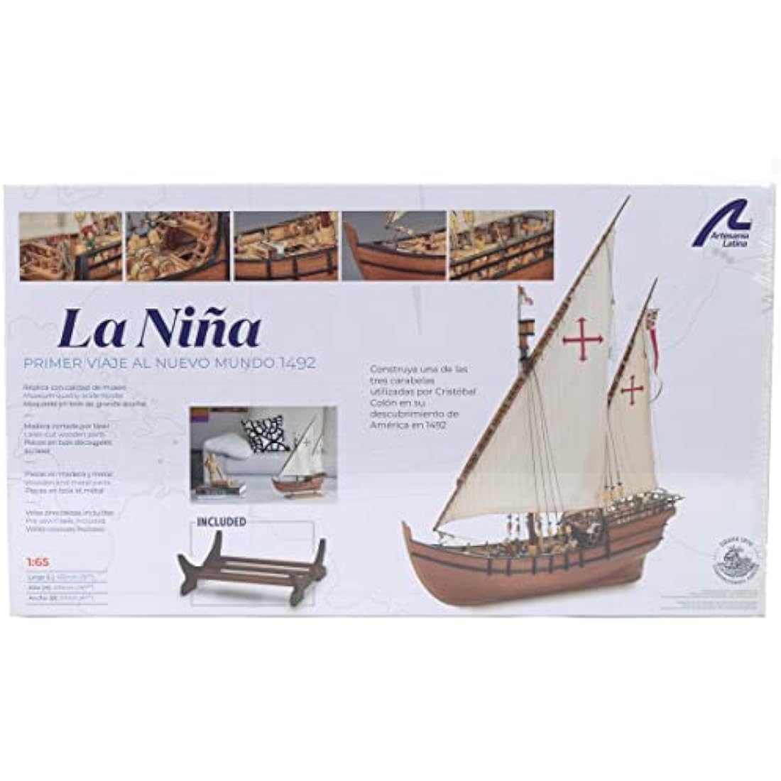 Artesania Latina – Wooden Ship Model Kit – Spaniard Caravel from The Discovery of America, La Niña – Model 22410, 1:65 Scale – Models to Assemble – Intermediate Level