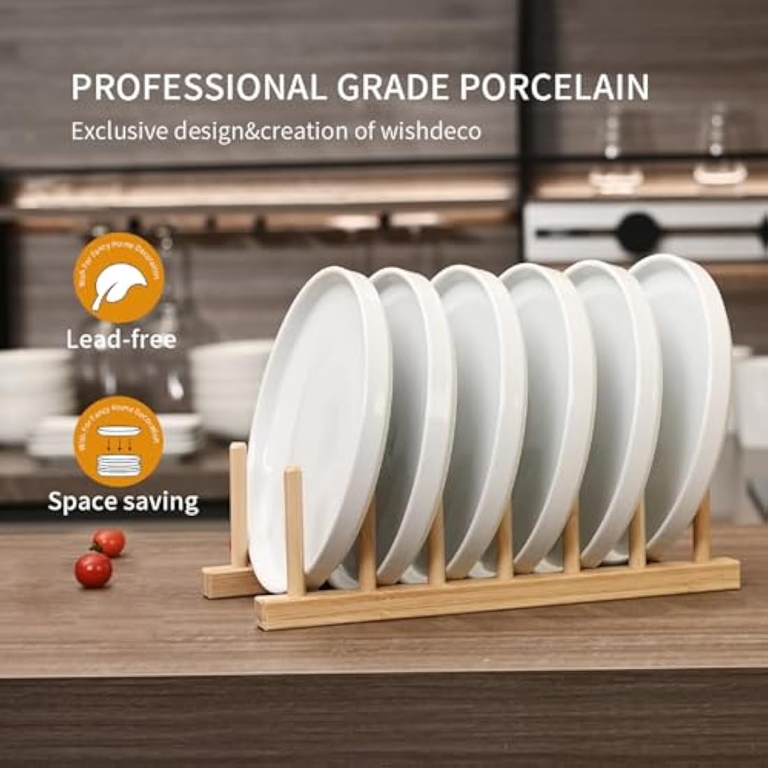 WishDeco Side Plates Set of 6, White Dessert Plates 18cm / 7 inch, Small Dinner Plate, Ceramic Serving Dishes for Cake, Salad, Tapas, Starter, Stackable