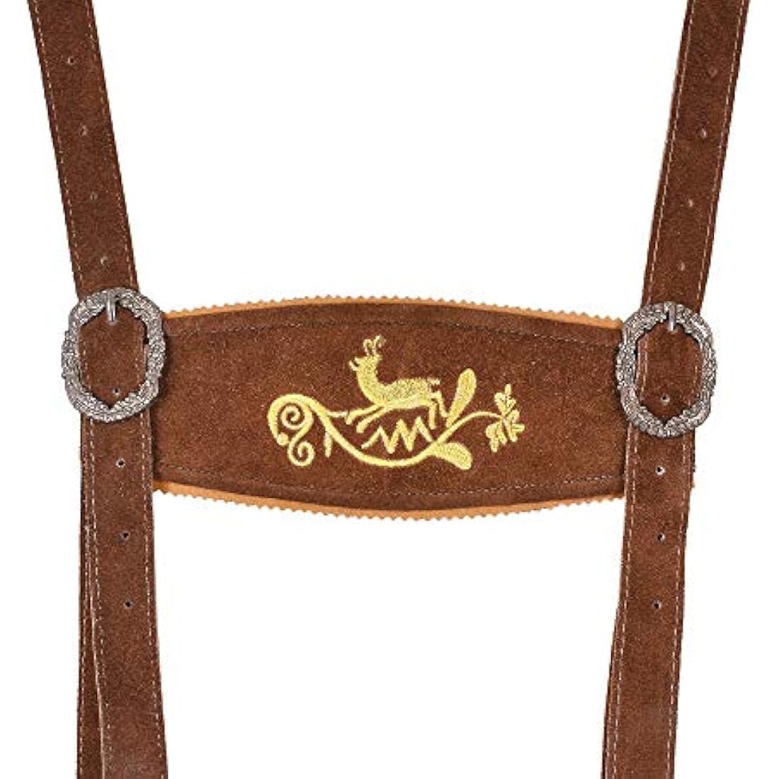 Men,s Lederhosen Bavarian Real Suede Leather with Matching Suspenders Shorts (UK 30 inch/EUR 46, Brown)