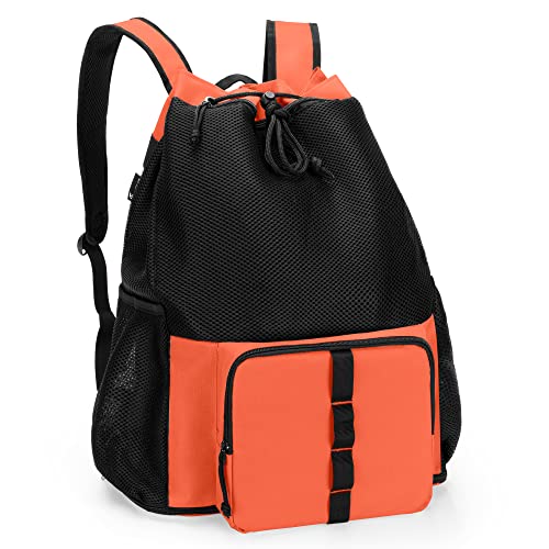 Fasrom Mesh Beach Backpack with Zipper Bottom, Sport Gym Backpack for Swimming, Beach, Pool and Travel(Patent Pending), Orange