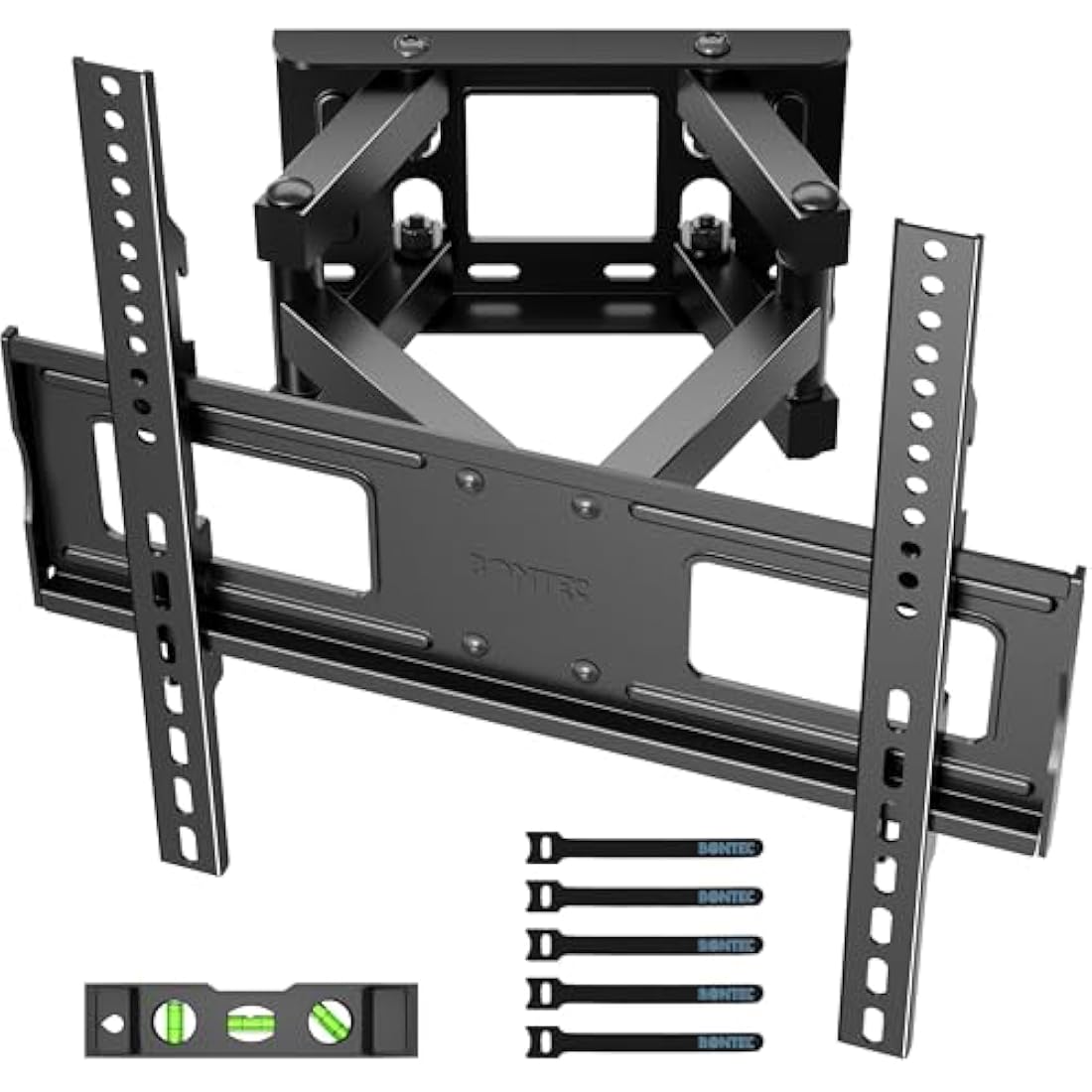 BONTEC TV Wall Mount for 23-70 Inch LED LCD, Swivels Tilts Extends Double Arm Full Motion TV Wall Bracket Holds up to 45kg, Includes HDMI Cable, Spirit Level, Max VESA 400x400mm