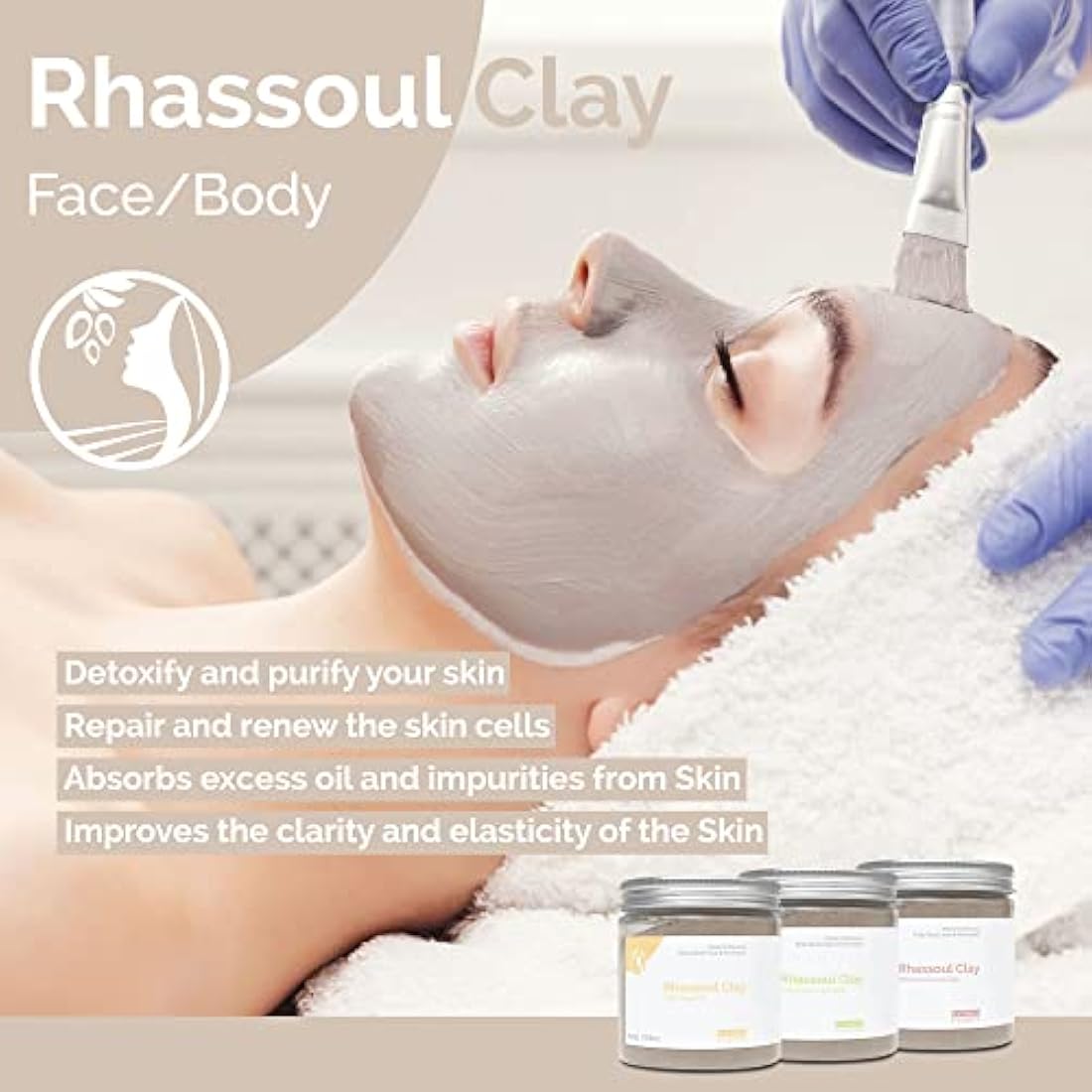 Fatima's Garden Rhassoul with Rose Petals - Soothing Face & Hair Mask, 150g