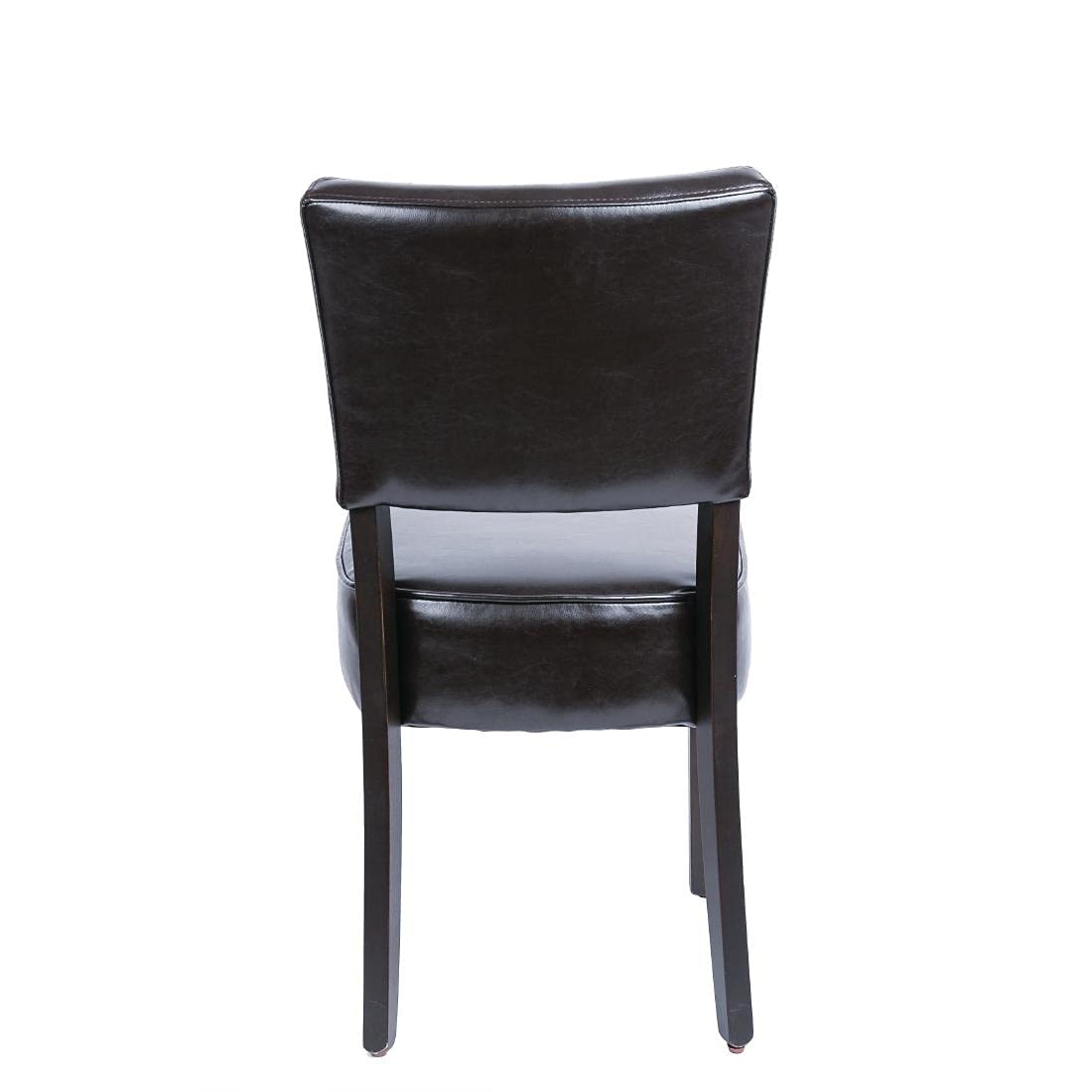 Bolero Chunky Faux Leather Chairs Birch Frame (Pack of 2), Dark Brown