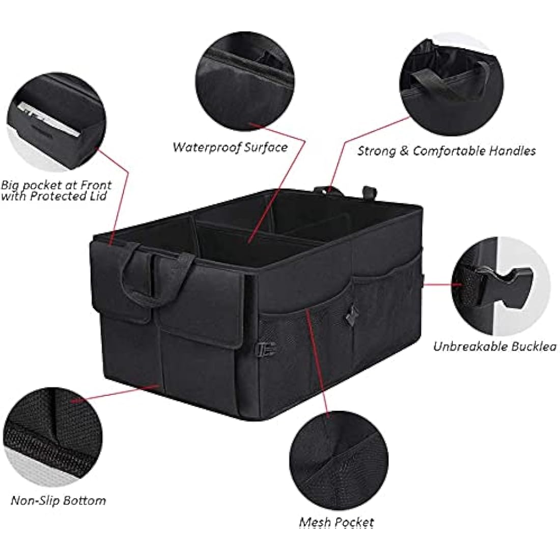 NouveLife Car Boot Organiser, Tidy Storage Trunk Organizer, Foldable Car Boot Bag, Durable Car Boot Tidy, Super Large Volume, Durable for Rear SUV, Van, Auto Luggage