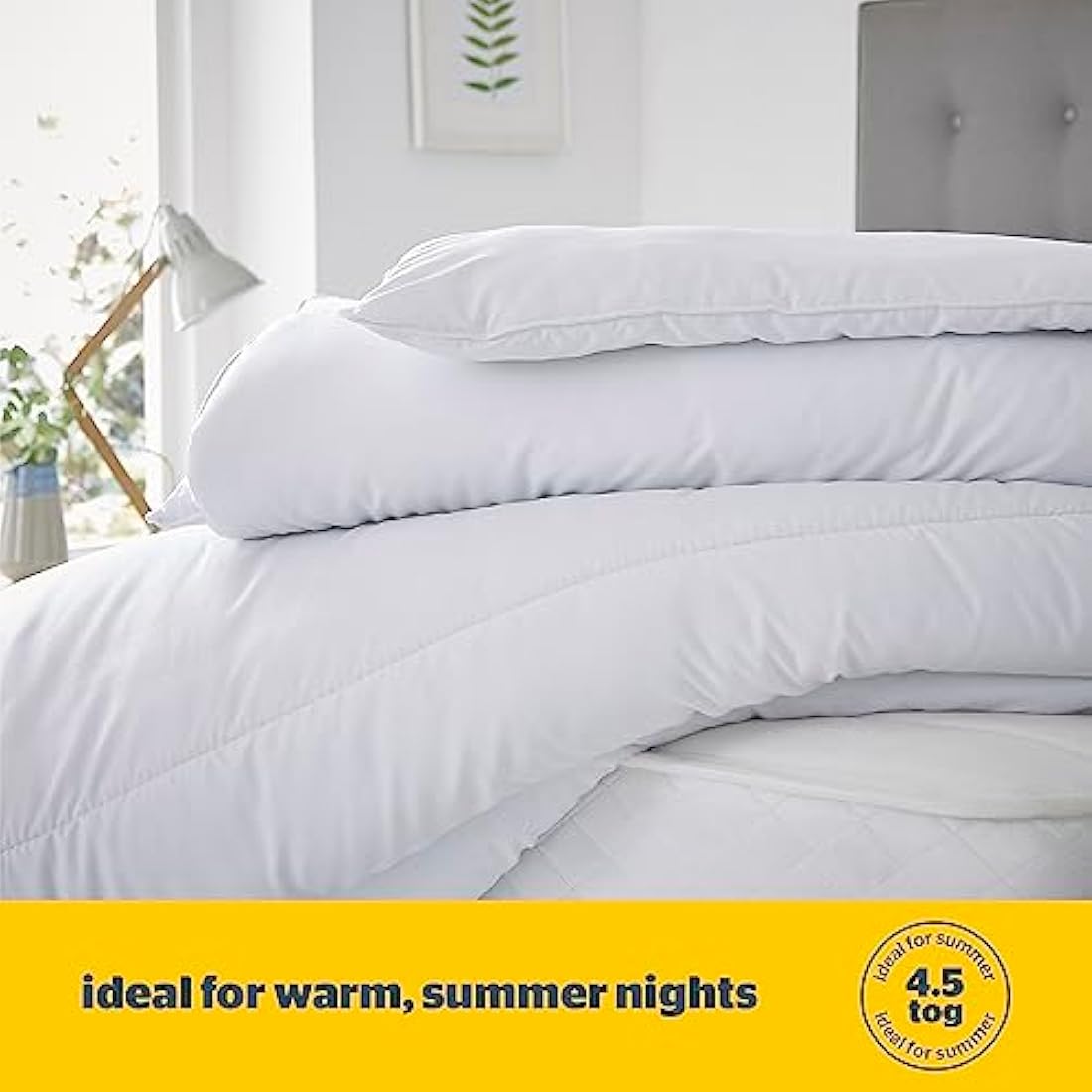 Silentnight Cooler Summer King Size Duvet 4.5 Tog – Lightweight Hypoallergenic and Machine Washable Summer Duvet Quilt – King Size (Package may vary), White