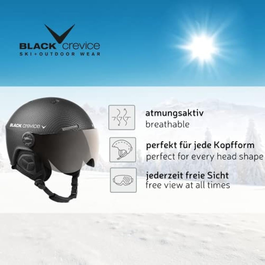 Black Crevice Gstaad Adults' Ski Helmet