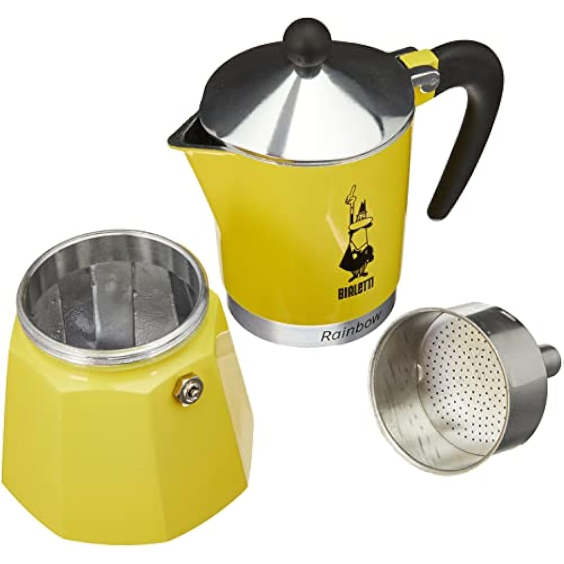 Bialetti Rainbow Caffettiera Colorata, Alluminio, Giallo, 6 Tazze,Yellow,30 x 20 x 15 cm
