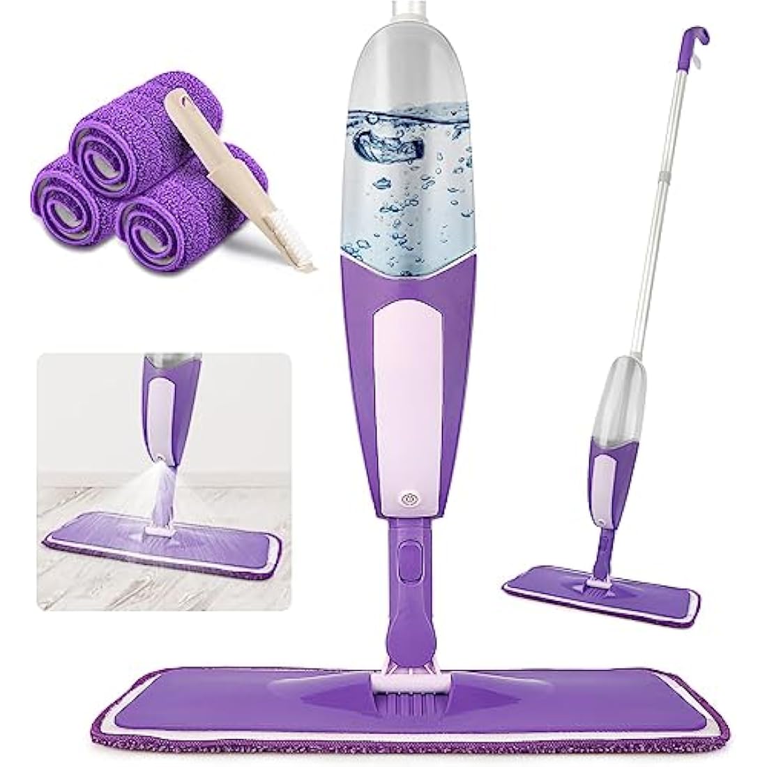 SEVENMAX Spray Mops for Cleaning Floors - Microfibre Floor Mop with 3PCS Washable Pads 550ML Refillable Bottle Kitchen Dust Dry Wet Mop for Cleaning Hardwood Laminate Wood Ceramic Tiles