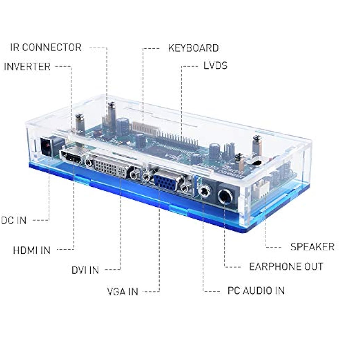 owootecc NT68676 HDMI VGA DVI Arcade Audio Input LCD Controller Driver Board Kit with Acrylic Case For HSD190MEN4 M170EN06 M170EG01 17" 19" 1280x1024 4CCFL 30Pin LCD Panel, Fit for Arcade1Up Monitor
