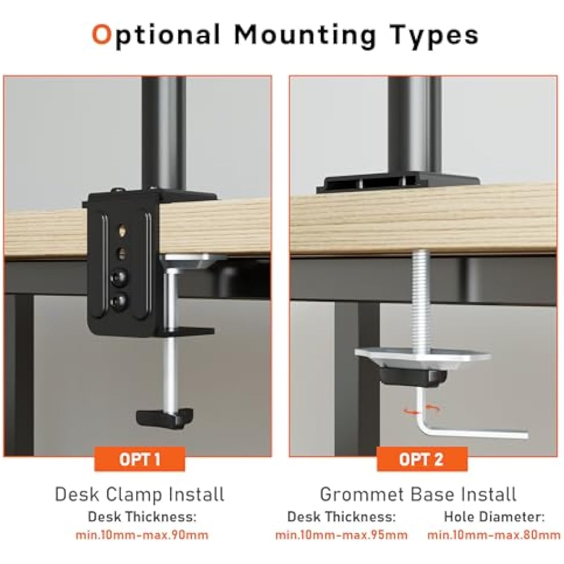 Redbat Laptop Arm for Notebooks up to 17 inch, Height Adjustable for Desk Weight up to 8kg, Laptop Mount with 2 Mounting Options, VESA 75/100 for Monitor 13-32 inch
