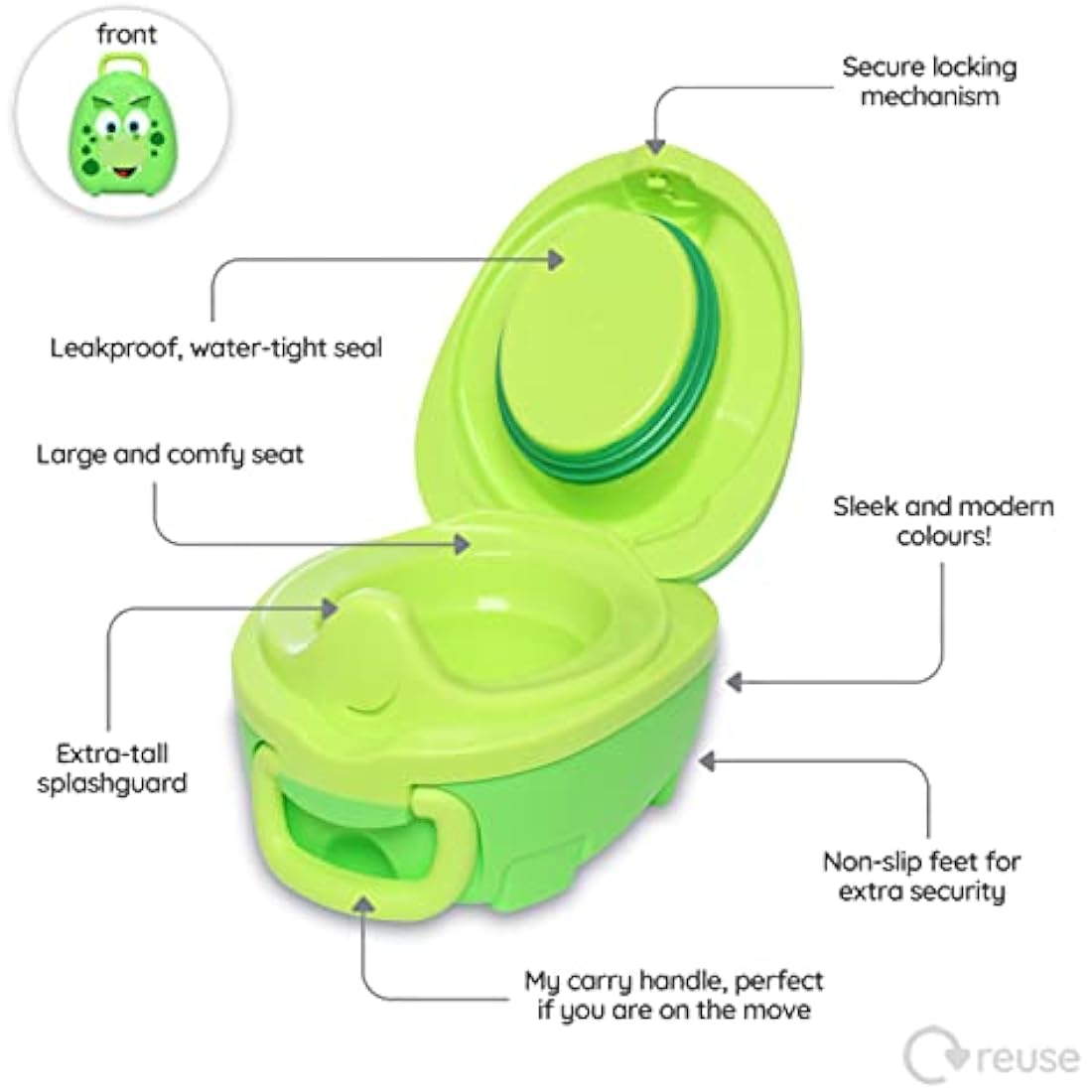 My Carry Potty - Dinosaur Travel Potty, Award-Winning Portable Toddler Toilet Seat for Kids to Take Everywhere
