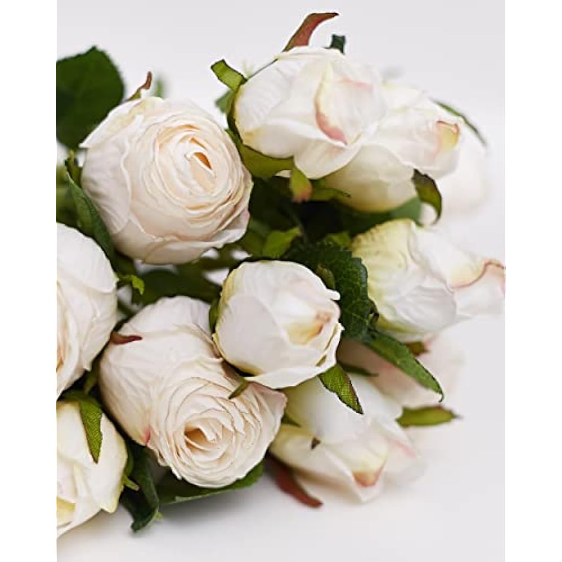 The Baked Studio – 'Dried Touch 12-Piece Small Rose And Tea Rose Stem Bouquet' Artificial Dried Flowers For Cake Decorating, Home Décor, Vase, Weddings, Bridesmaid Bouquets (Ivory)