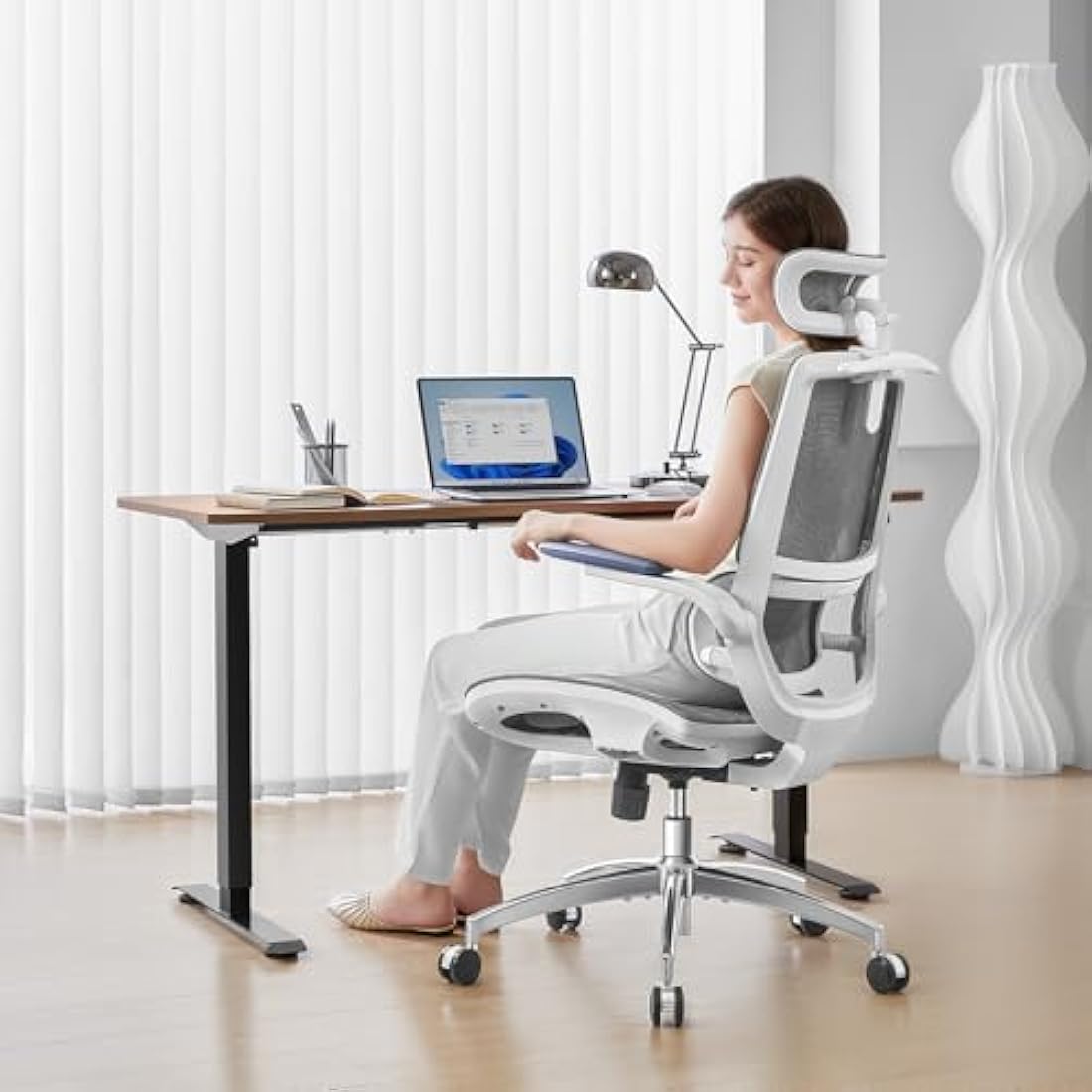 SIHOO M59AS Ergonomic Office Chair, Desk Chair with 3D Coordinated Flip-up Armrests, Computer Chair with Dual Back Design and Adaptive Dynamic Lumbar Support(Grey)