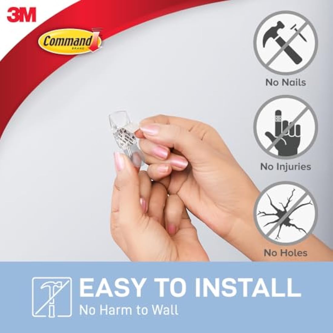 Command Clear Wire Hanger Hook, Value Pack of 9 Hooks and 12 Adhesive Strips, Transparent - Damage Free Hanging - Holds up to 225 gm