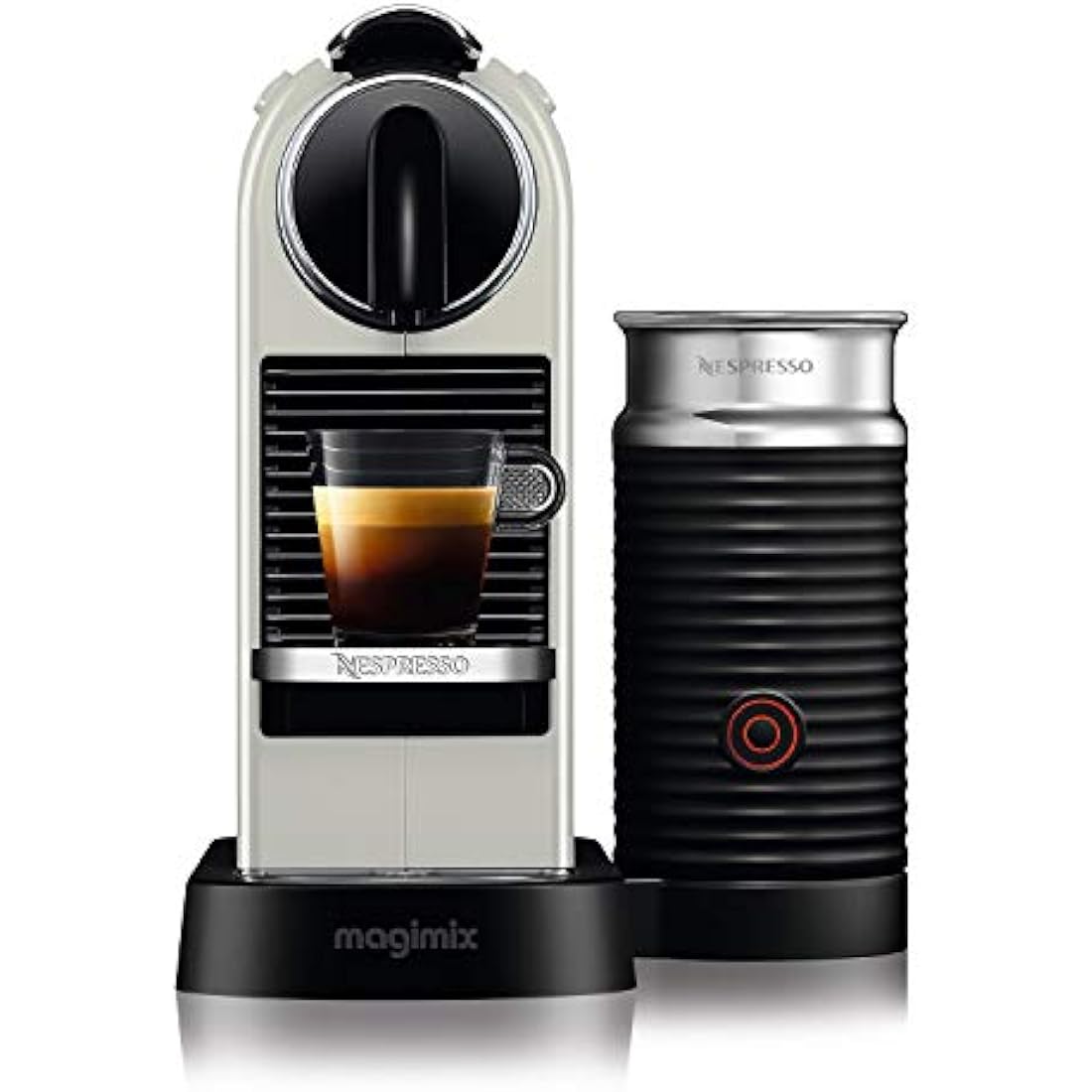 Nespresso Citiz Coffee Machine with Aeroccino Milk Frother by De'Longhi for Original Coffee Pods, Latte, Cappuccino, Espresso, Starter Capsule Set Included, EN267.WAE, White