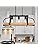 WUZUPS 3-Light Metal Pot Hanging Rack Chandelier Imitation Light Wood Grain Linear Pendant Ceiling Lighting Rustic Farmhouse Fixture Kitchen Island Dining Room, H25 x L63 x W30, E27 Base, Black