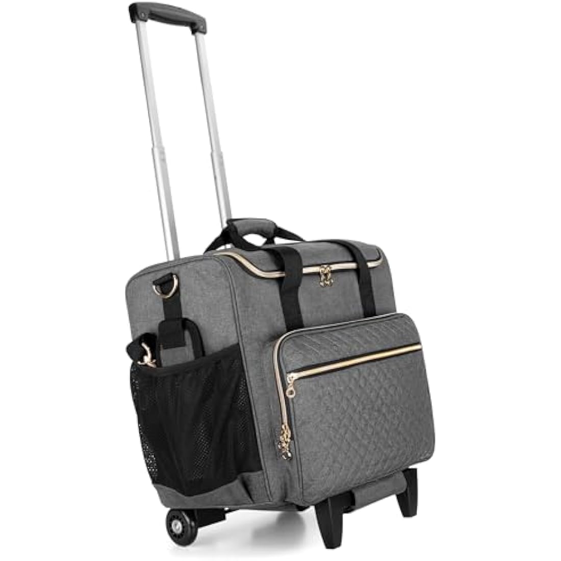 Luxja Rolling Teacher Bag with Laptop Compartment and Detachable Dolly, Multifunctional Rolling Teacher Tote Bag (Bag Only), Grey