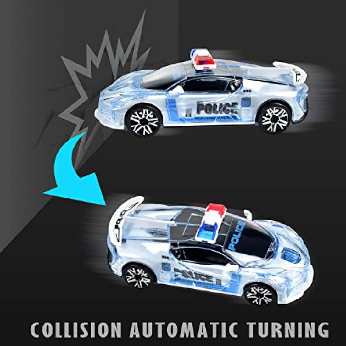 Tuko Police Car Toy with Light and Sound, 1:36 Scale Electric Car Toy for 3+ Years Old Boys and Girls Gift