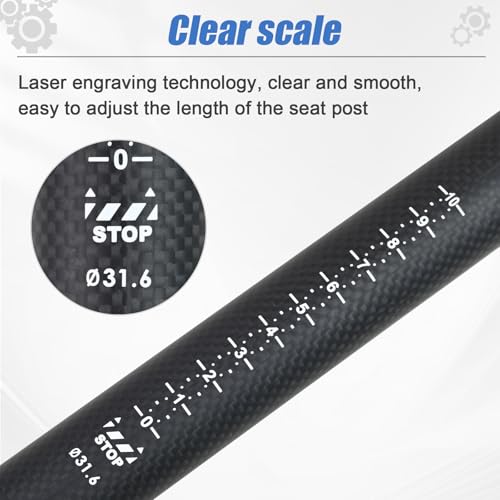 ROADNADO Carbon Fiber Bicycle SeatPost Ultralight Carbon Bike Post Matte Adjustable Offset Seatpost for MTB Road Bike BMX Seat Tube(31.6*350mm)