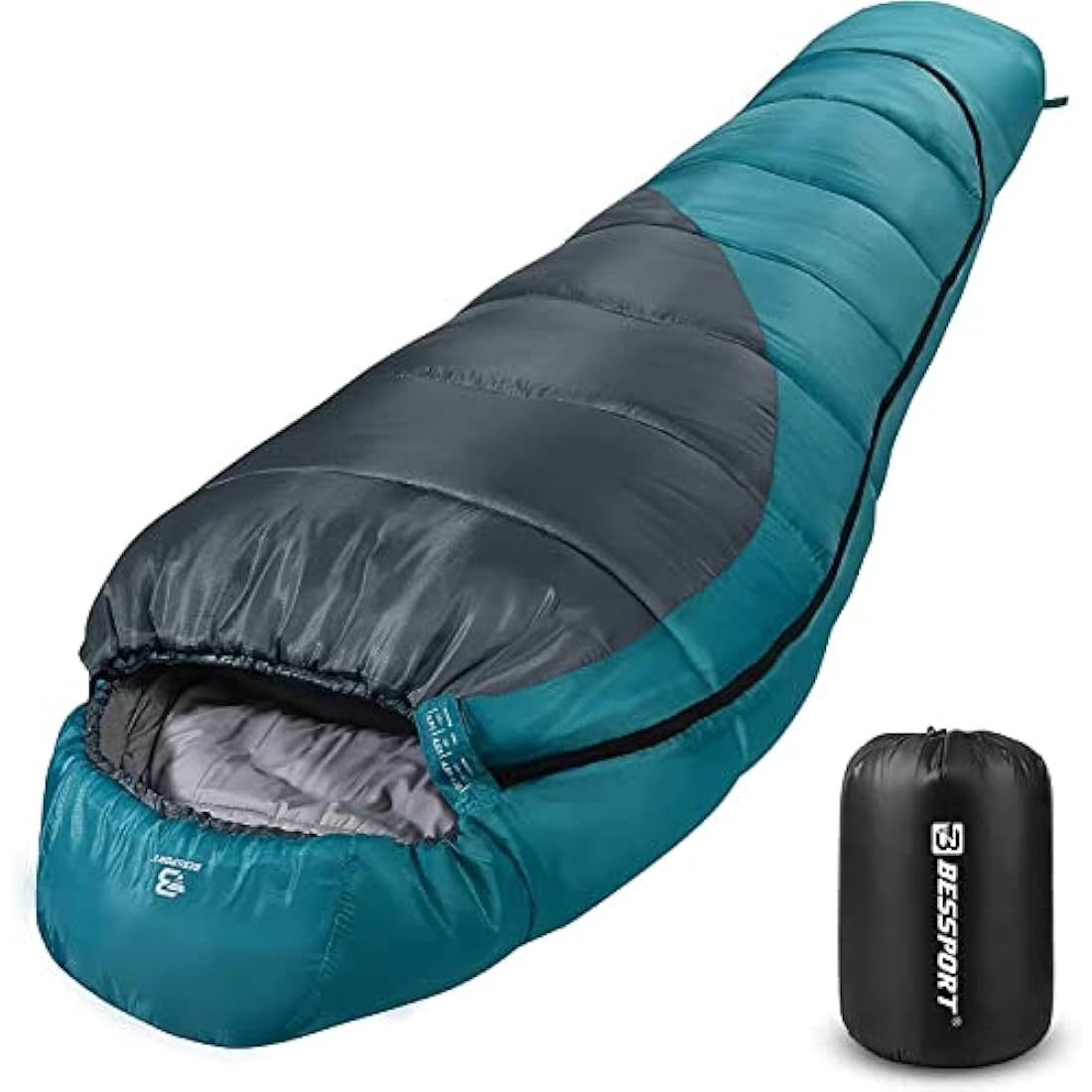 Bessport Sleeping Bag, 4 Seasons 0°C Sleeping Bag, Small Pack Size & Ultralight Outdoor Sleeping Bag, Mummy Sleeping Bag for Camping, Travel, Outdoor and Tent