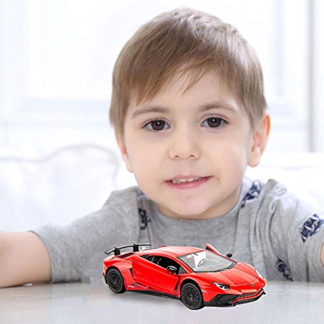 TGRCM-CZ 1/36 Scale Lamborghini Aventador LP770-4 Casting Car Model, Zinc Alloy Toy Pull Back Vehicles Toy Car for Toddlers Kids Boys Girls Gift (Red)