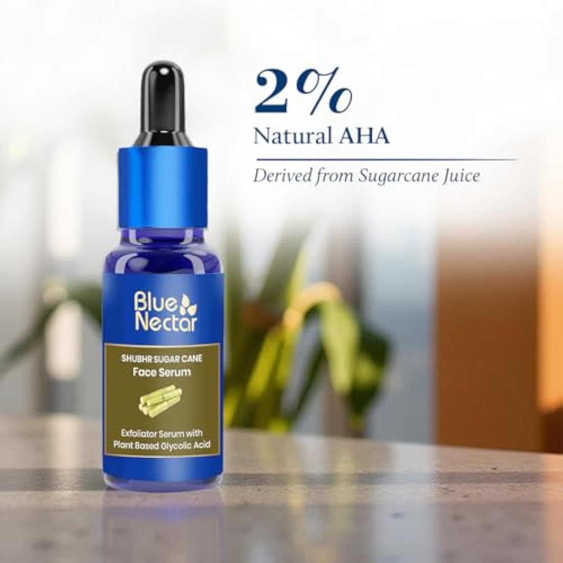 Blue Nectar AHA Exfoliating Face Serum with Plant Based Glycolic Acid from Sugarcane for Deep Exfoliation | AHA Peeling Solution for Blackheads & Tan Removal |10 Min Facial Exfoliation (14 Herbs,30ml)