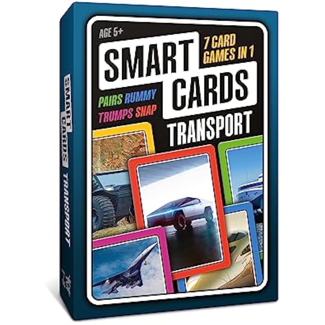 SMART CARDS Transport, 7 games in 1, Pairs, Snap, Trumps, Rummy, Memory Quiz, Learn Facts, Travel Game, Gift, Stocking Filler, Age 5+, 1-8 Players