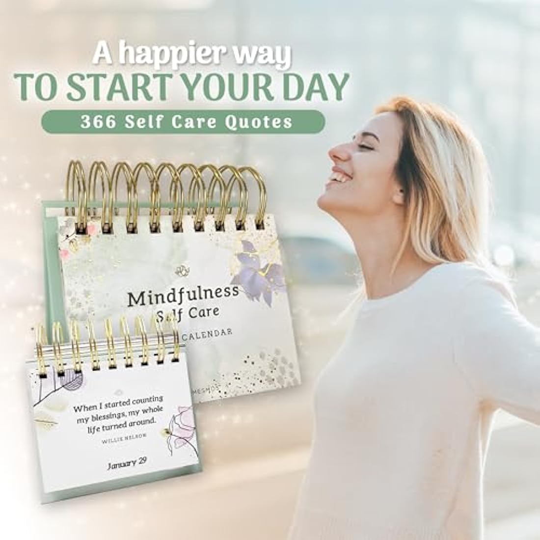 MESMOS 366 Daily Self Care Quotes Mindfulness Perpetual Calendar, Cute Office Desk Decor Women, Desk Decorations Accessories for Women Office, Motivational & Inspirational Teacher Appreciation Gifts