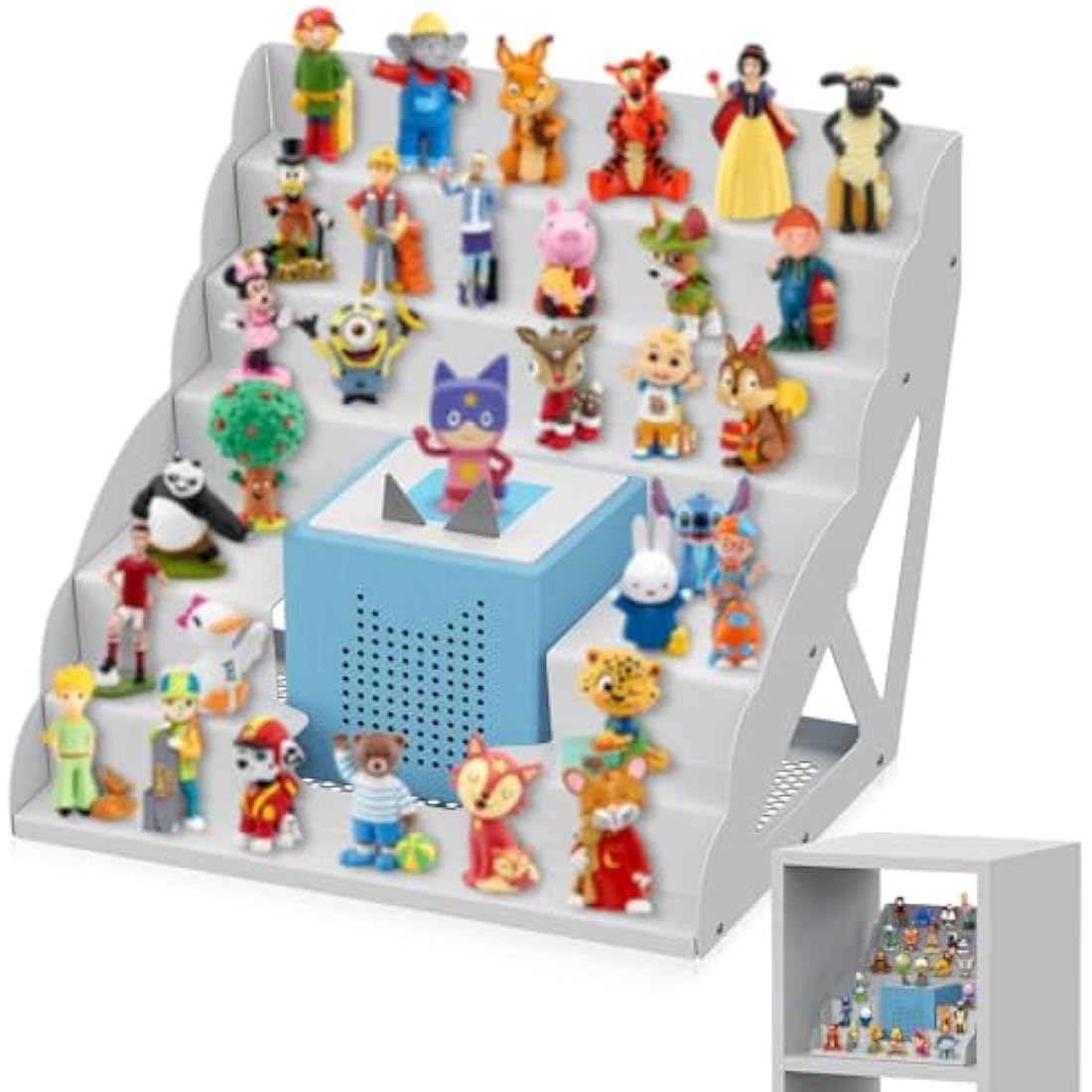 Toniebox shelf for IKEA Kallax, Fully Magnetic Toniebox stand for Over 50 Figures + Box, Tonier Rack for Girls and Boys Toning Shelf for Tonie Figures Storage(white)
