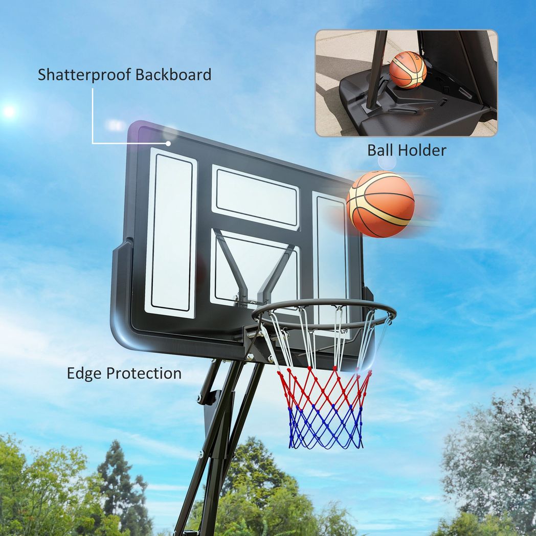 SPORTNOW 2.45-3.05m Portable Basketball Hoop and Stand with Wheels
