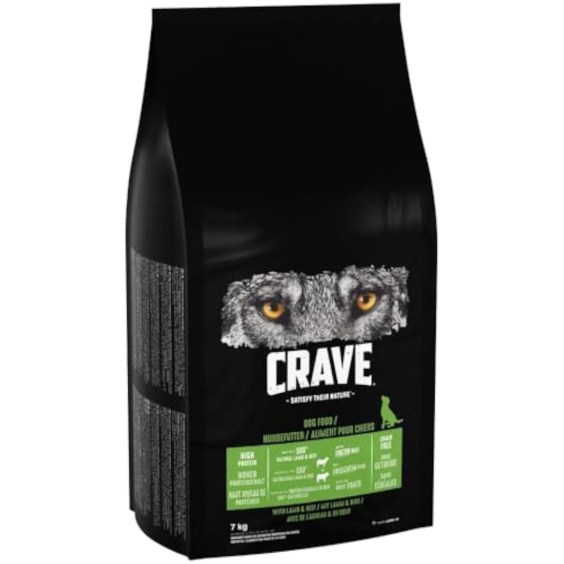 Crave Lamb & Beef 7 kg Bag, Premium Adult Dry Dog Food with high Protein, Grain-free
