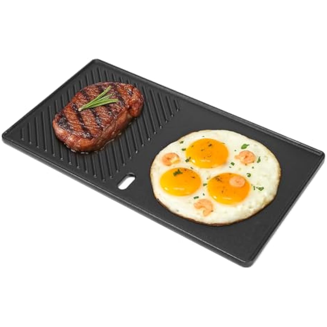 Denmay 13191 43.5CM x 23.5CM BBQ Griddle for 2 Burners Landmann EMAILLEE Triton 2 Bruleurs, Cast Iron Griddle Plate for Gas BBQ Griddle Plate, Heat Plate, 1 Pack