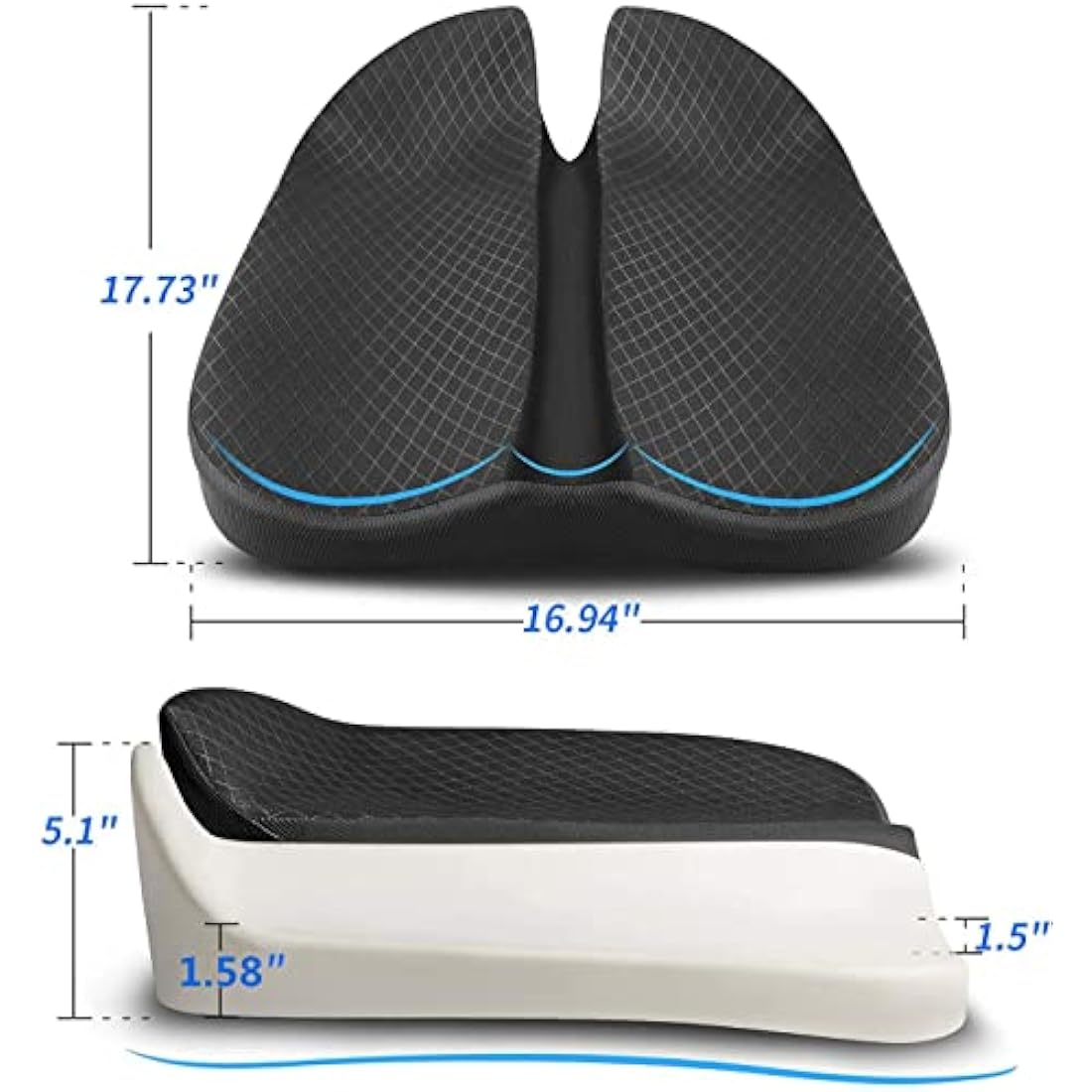 Seat Cushion for Car and Truck Driver Seat Office Chair Wheelchairs Orthopedic Ergonomic Memory Foam Coccyx Seat Sciatica Cushion for Tailbone Sciatica Relief Hemorrhoid Car Seat Pad