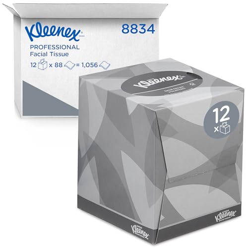 Kleenex Facial Tissue Box 8834 - Soft, Strong and Absorbent - 12 x 88 (1056 Facial tissues) White, 2-ply, Fragrance-Free