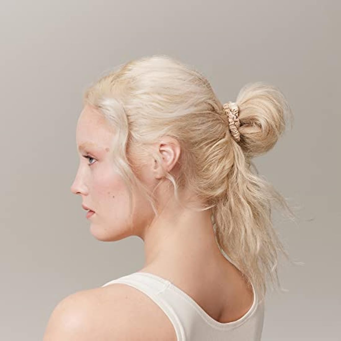 slip Skinny Blonde Scrunchies - Back to Basics - Anti-Crease, Anti-Breakage Slipsilk Design Protects Delicate Hair - Includes 4 Pure Silk Scrunchies - 4 Pack