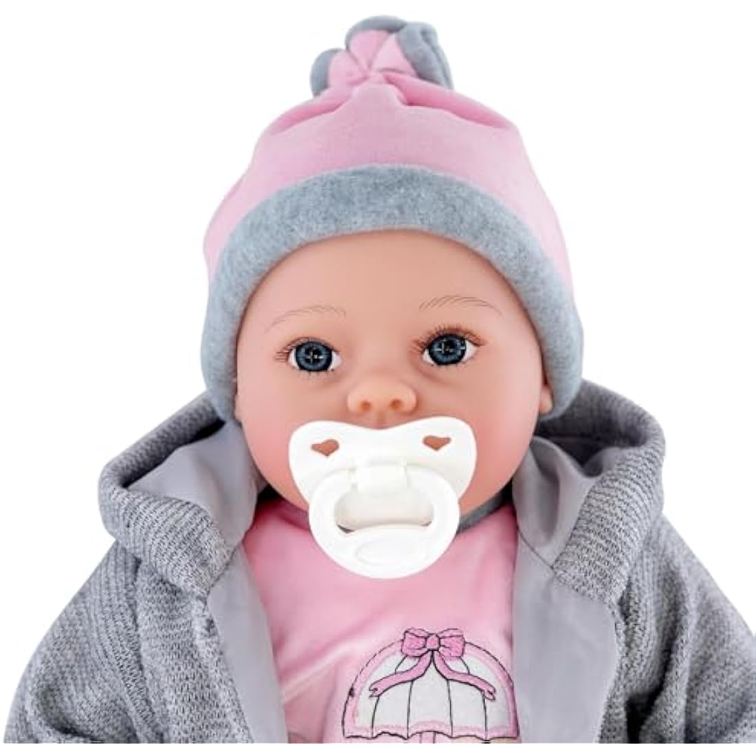 The Magic Toy Shop BiBi Doll Blush Realistic Baby Doll 18" – Soft Vinyl Baby for Girls & Boys with Interactive Sounds & Trendy Outfit – Newborn Girl for Kids 18 Months+