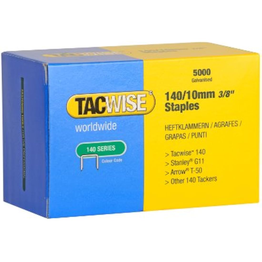 Tacwise 1185 A11 Hammer Tacker with 75,000 140/10mm Staples, Uses Type 140 / 6 - 10 mm Staples, Silver / Black