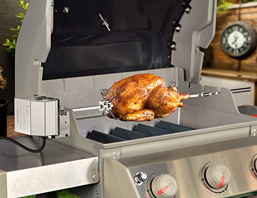onlyfire BRK-6045 Stainless Steel Grill Rotisserie Kit 40LB UK motor fits for Weber Spirit 200/300-Serie & Spirit II 200/300-Serie Gasgrills