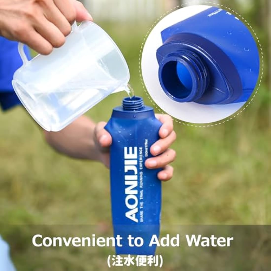 Azarxis TPU Soft Flask Collapsible Water Bottle Running Folding Gel Water Reservoir Handheld for Hydration Pack Hiking Cycling Climbing Jogging Marathon Trail Race (500ml - 2 Pack with 2 Speed Straw)