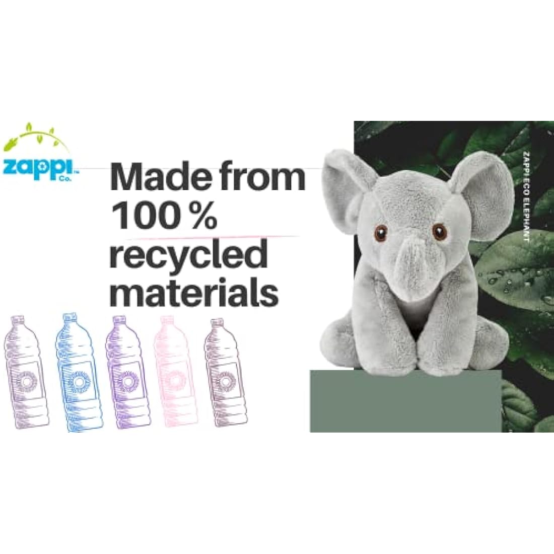 Zappi Co 100% Recycled Plush Elephant Plush Toy (13-15cm) Stuffed Soft Cuddly animals Collection For New Born Child Tiktok featured