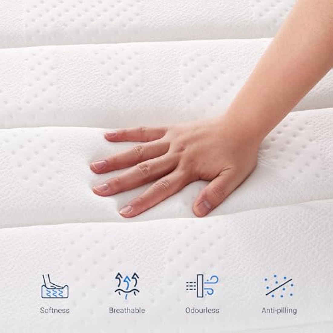 Avenco 3 Zone Pocket Sprung Mattress Medium Firm Feel, 9.8 Inch 3FT Single Mattress with Breathable CertiPUR-US Foam, Skin-friendly OEKO-TEX Fabric 90x190x25cm