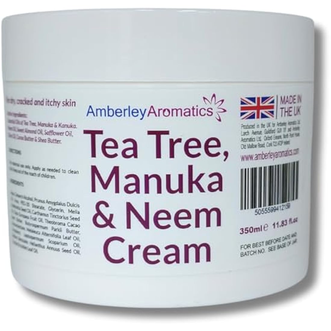 Tea Tree, Manuka & Neem Cream 350ml - Antibacterial, Anti-fungal, Antiseptic, Anti-Itch, Dry, Chapped & Cracked Skin, Eczema, Psoriasis, Jock Itch, Fungal infections. Fast Effective Relief