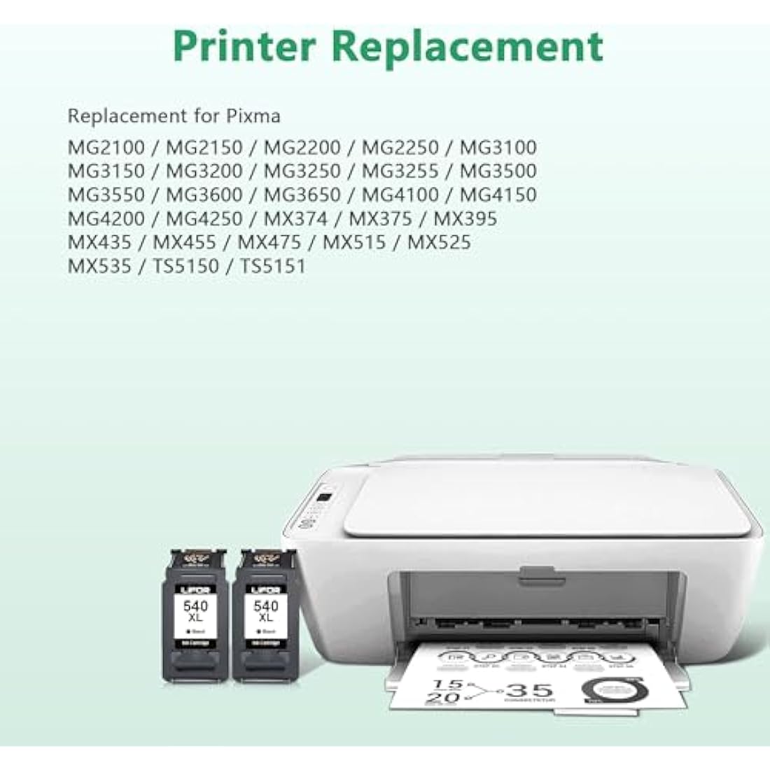 LIFOR PG-540XL 540XL Ink Cartridges Black Replacement for Canon 540 Ink Cartridges XL PG540XL PG540 PG-540 for Canon Pixma TS5150 MG3600 MG3650S TS5151 MG3650 MG4250 MX475 TS5100 MG3250 MG4200(2-pack)