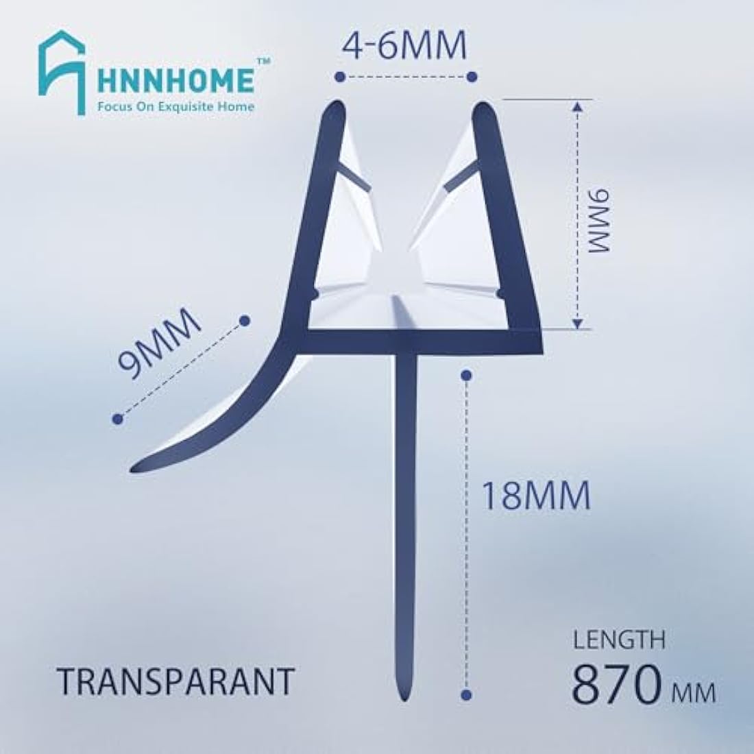 HNNHOME Clear Bath Shower Screen Door Seal Strip for 4-6mm Glass Up to 18mm Gap (Straight)