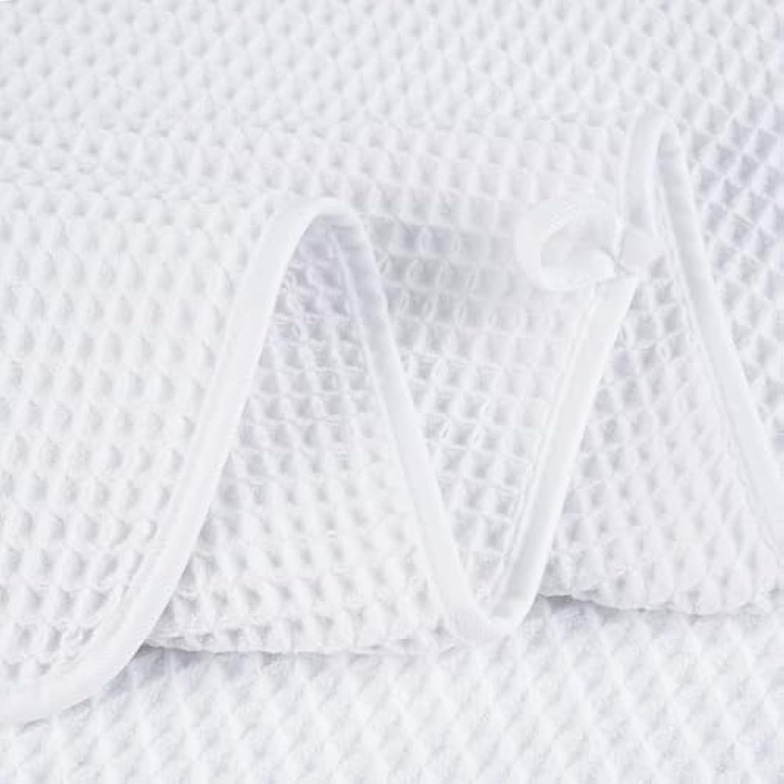 POLYTE Microfibre Oversize, 76 x 152 cm, Quick Dry Lint Free Bath Towel Set, 6 Piece (White, Waffle Weave)
